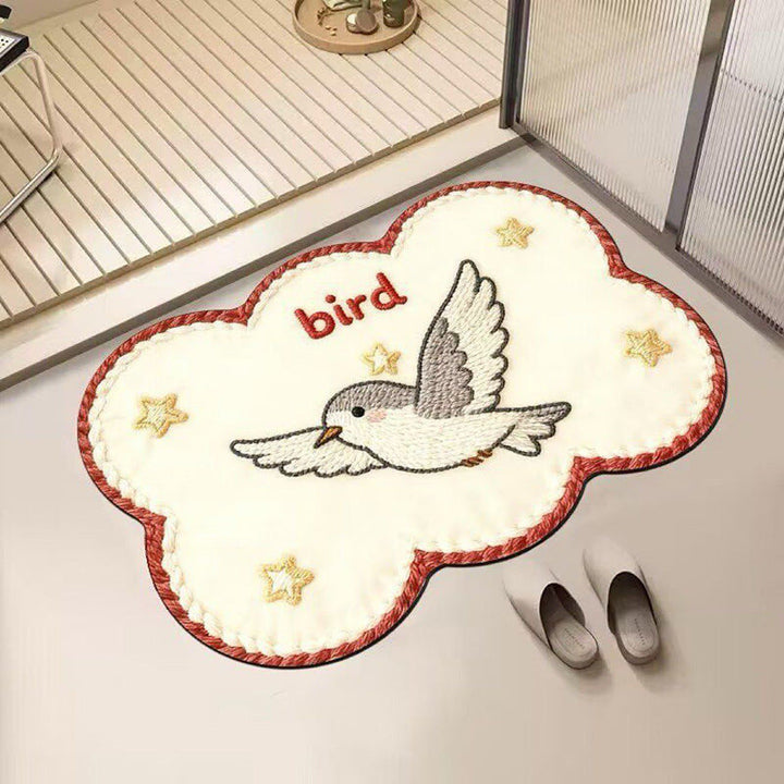 Embroidered Cat-Themed Bath Rug Kalsten