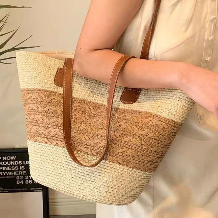 Elegant Bast Shopping Bag with Artistic Wave Pattern Kalsten