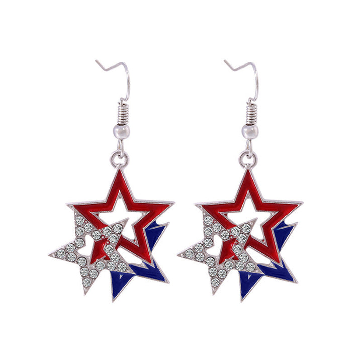 Women's long multi-layer star drop earrings with crystal embellishments and rhodium-plated alloy Kalsten