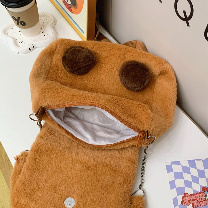 Plush shoulder bag with animal motif and shoulder strap Kalsten