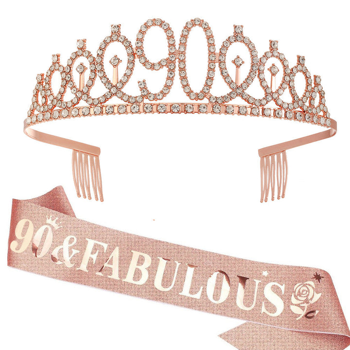Women's Glittering Birthday Tiara Set with Sash Kalsten