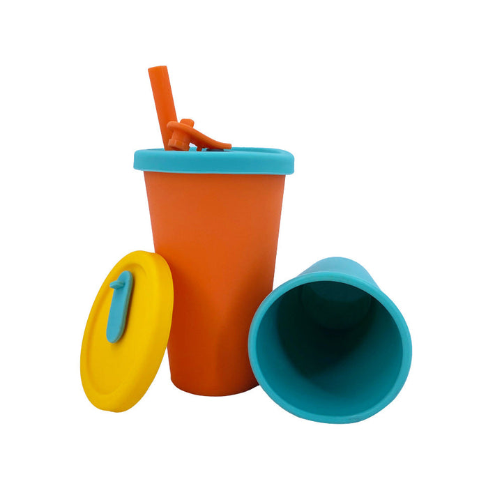 Women Silicone Drink Cup with Lid and Straw Kalsten