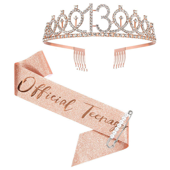 Ladies Sparkling Tiara with personalized 80th Birthday Inscription Kalsten