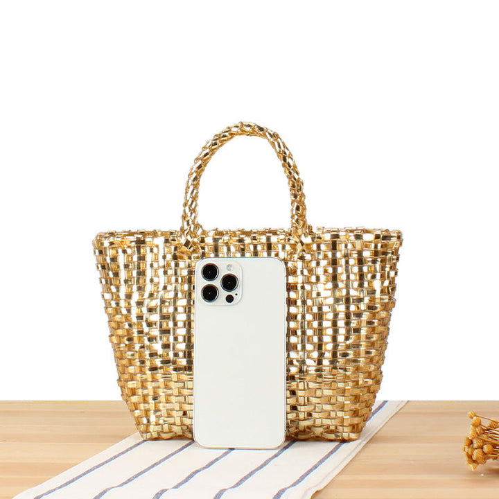 Handbag Made of Woven Natural Material with Elegant Accents Kalsten