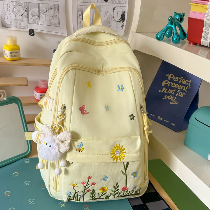 Embroidered Floral Detail School Backpack