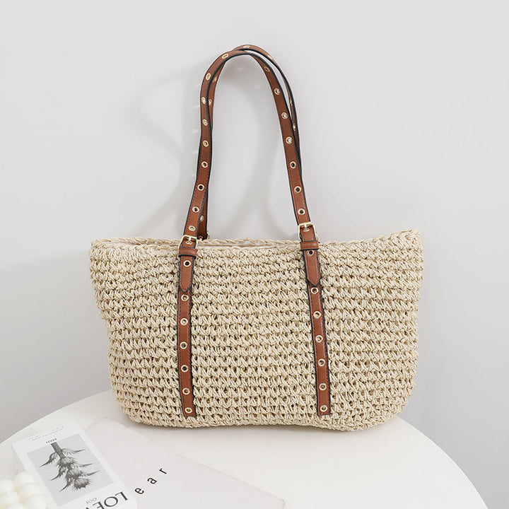 Elegant basket bag with sturdy leather handles Kalsten