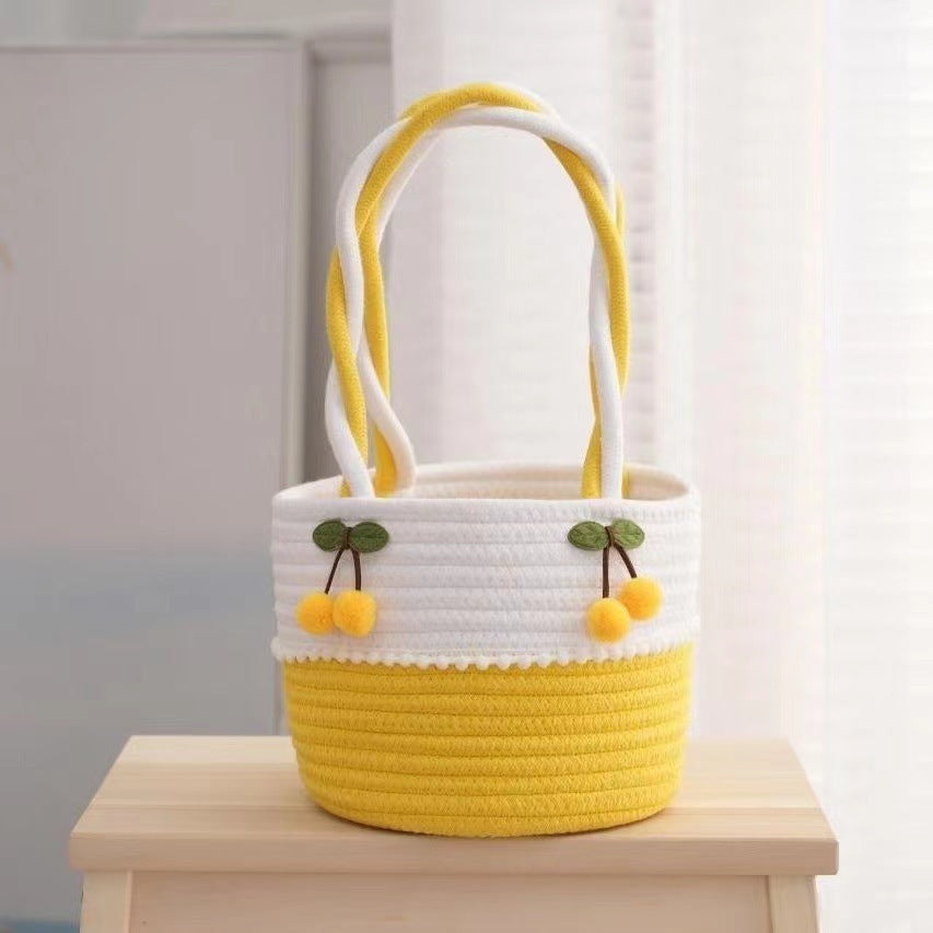 Ladies Playful Storage Basket with Pom-Pom Decoration Kalsten