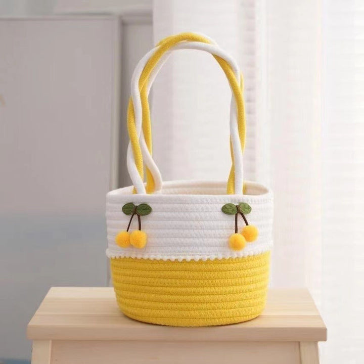 Ladies Playful Storage Basket with Pom-Pom Decoration Kalsten