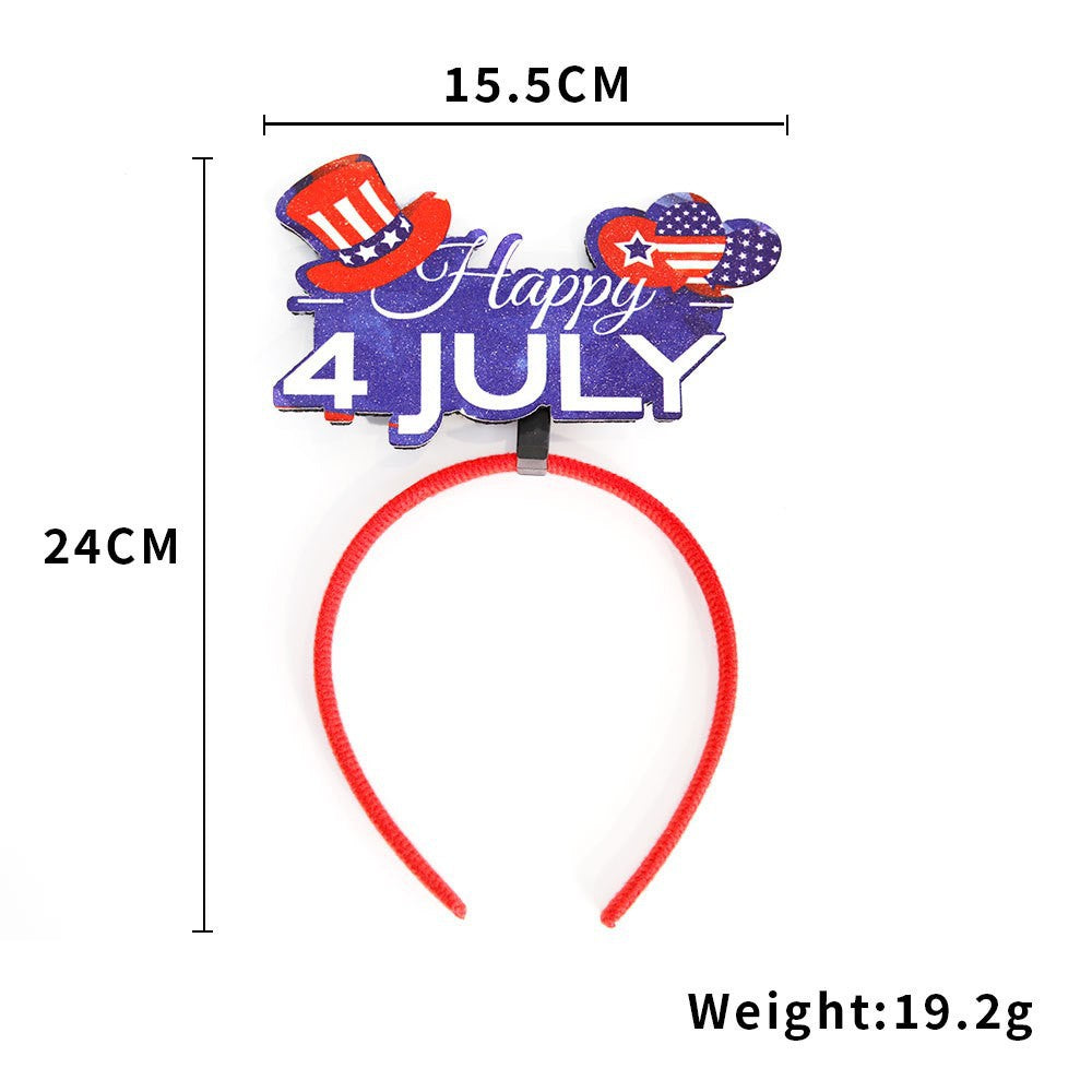 Women's Independence Day patriotic pompom headband with tinsel star toppers Kalsten