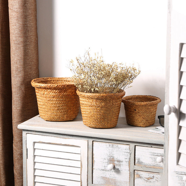 Handcrafted Natural Seagrass Storage Pot Kalsten