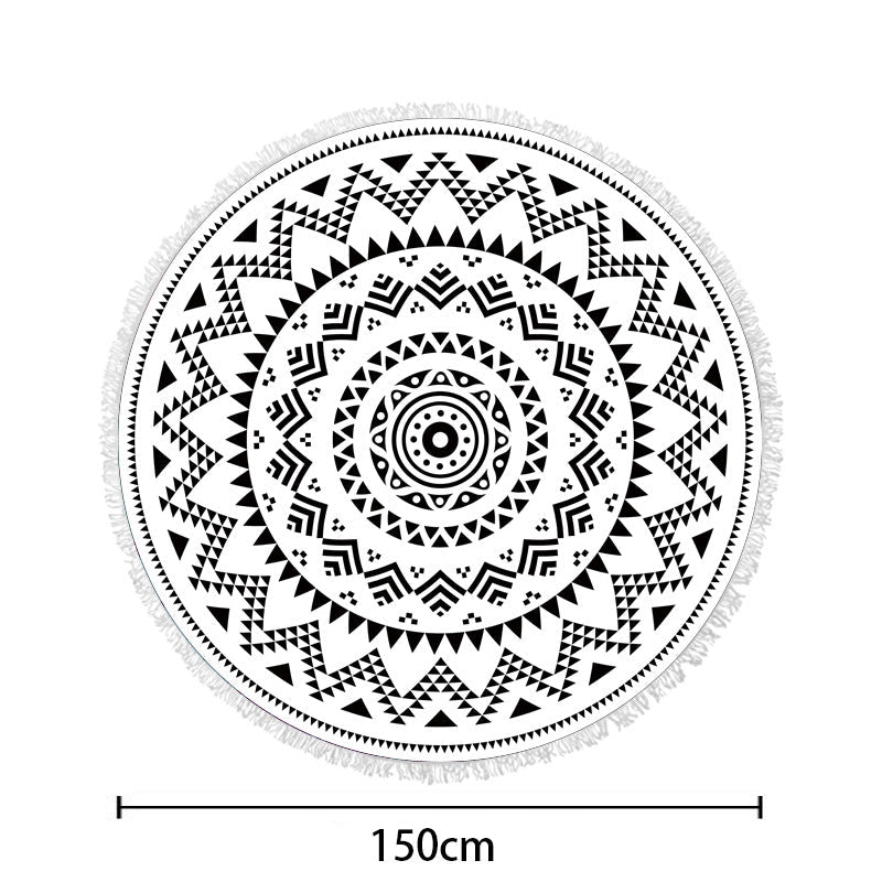 Round beach towel with colorful tropical motif Kalsten