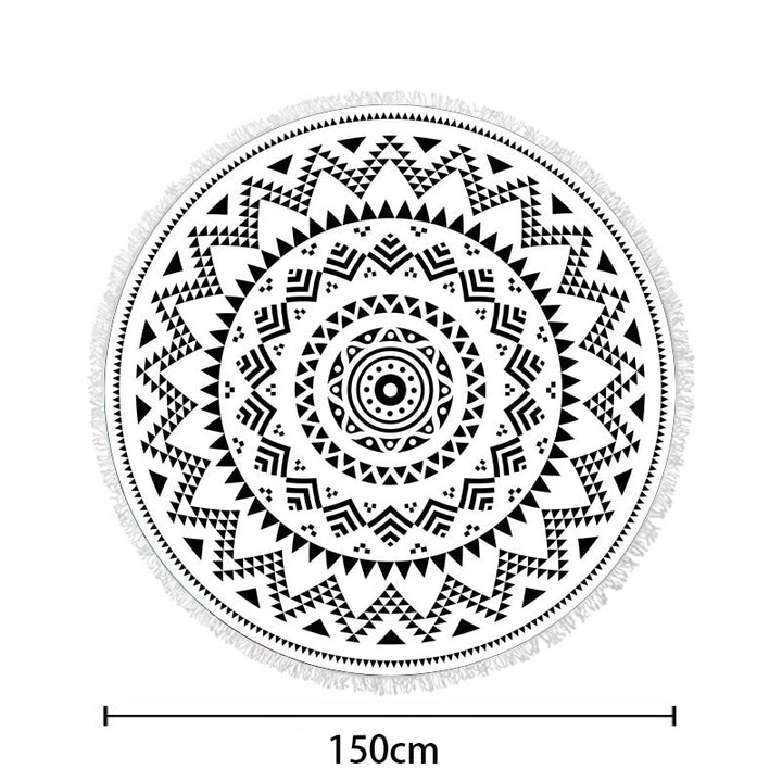 Round beach towel with colorful tropical motif Kalsten