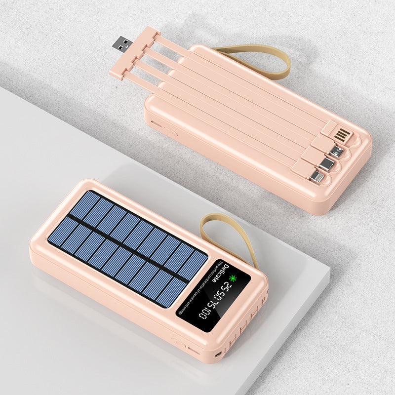 Portable solar power bank with integrated multifunction charging cable and digital display Kalsten