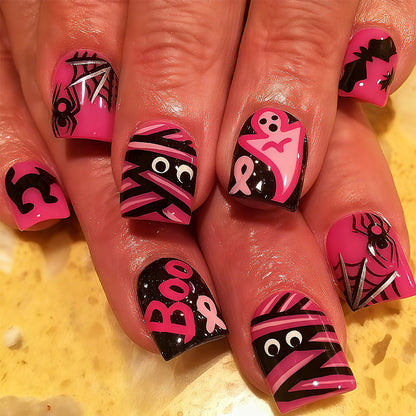 Acrylic nail set with Halloween motif and creative designs Acalora
