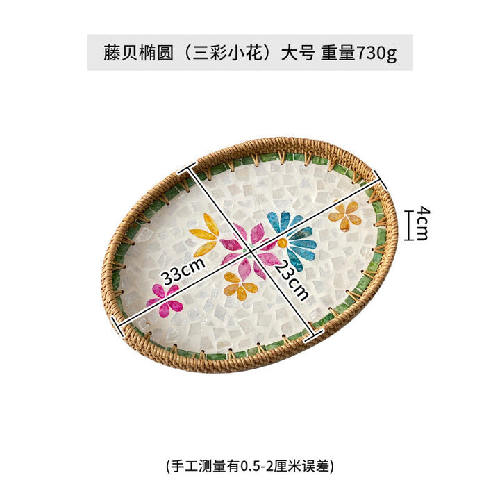 Ladies Elegant Serving Plate Set made of handwoven natural material Kalsten