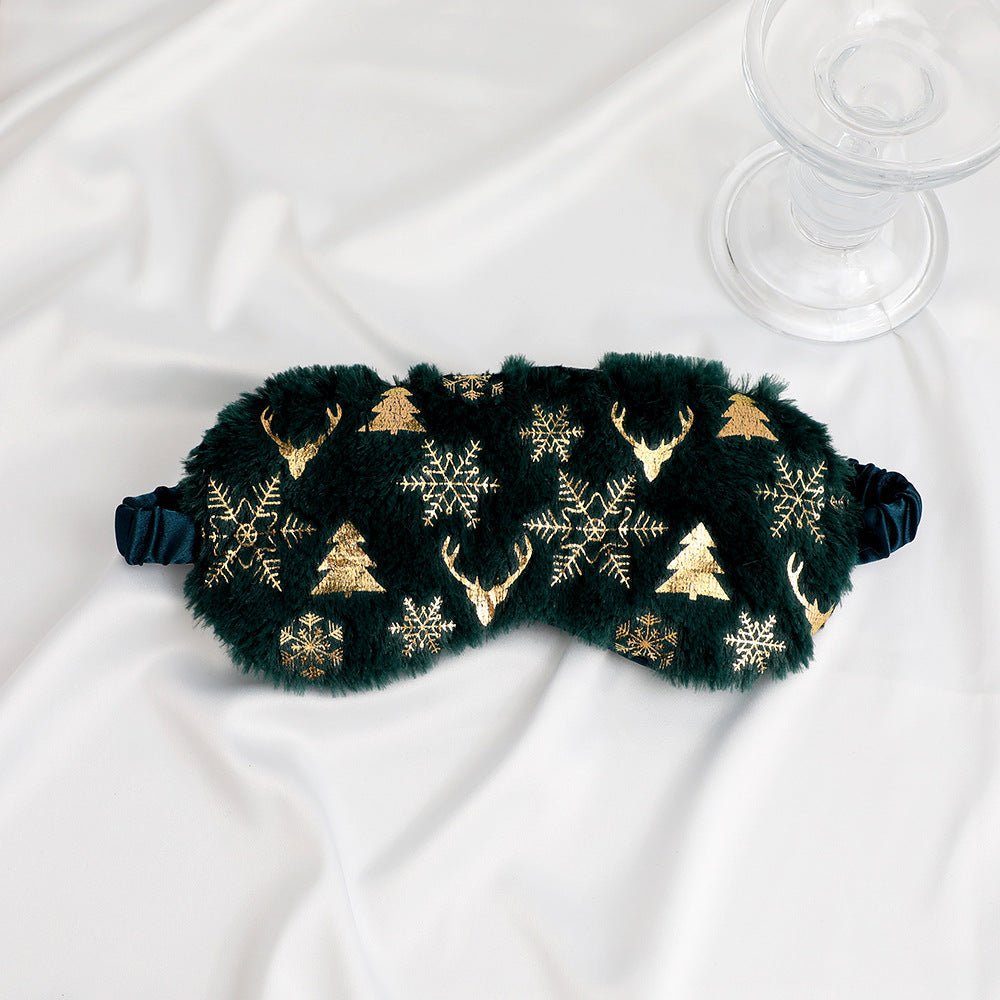 Unisex soft eye mask made of faux fur with festive motif embossing Kalsten