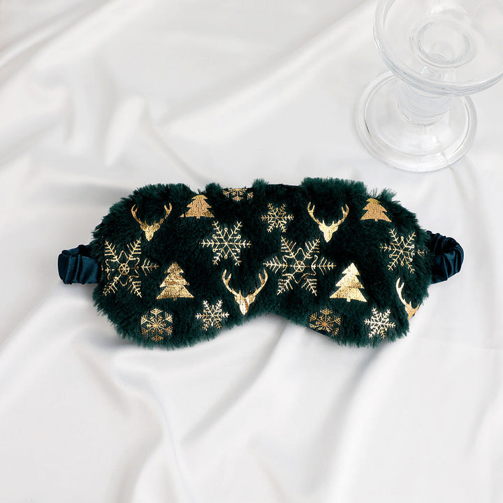 Unisex soft eye mask made of faux fur with festive motif embossing Kalsten