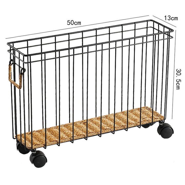 Rolling Wicker Storage Cart Kalsten