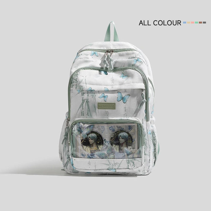 Butterfly-Printed Multi-Compartment Backpack Kalsten