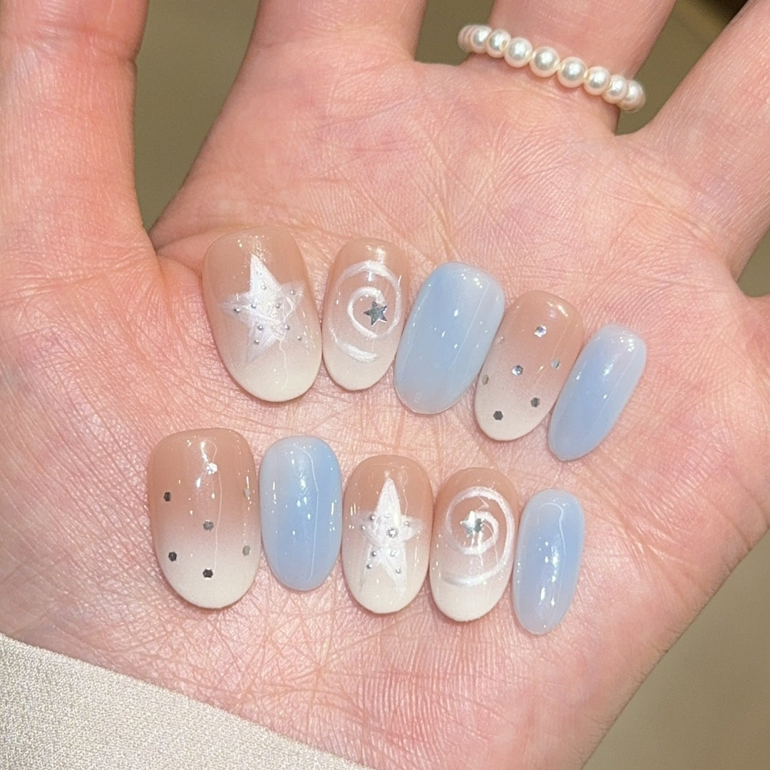 Artificial Nail Tips in Sparkling Star Design Kalsten