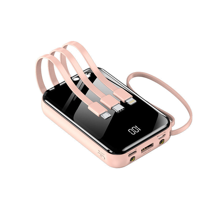 Portable power bank with integrated charging cables and digital display Kalsten