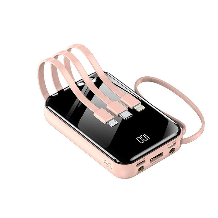 Portable power bank with integrated charging cables and digital display Kalsten