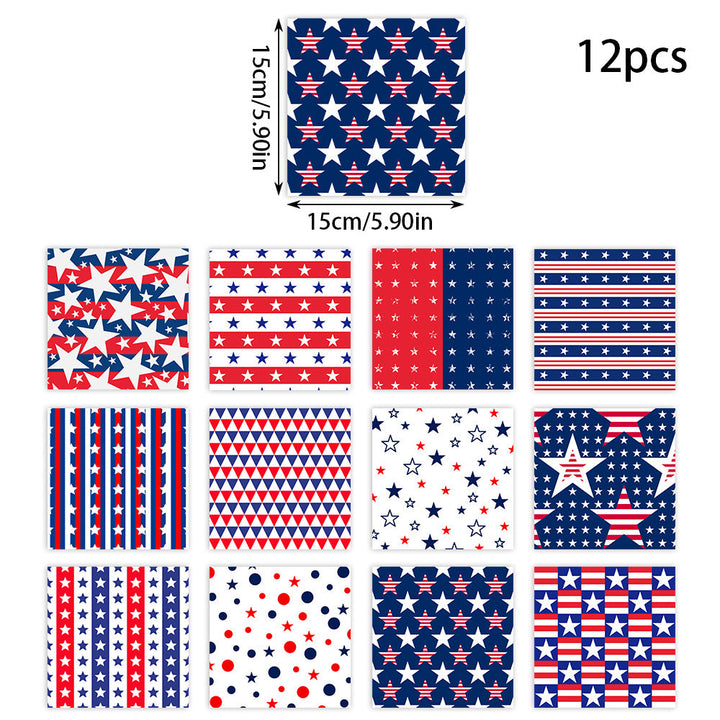 Unisex patterned party napkins made of paper with star and stripe designs Kalsten