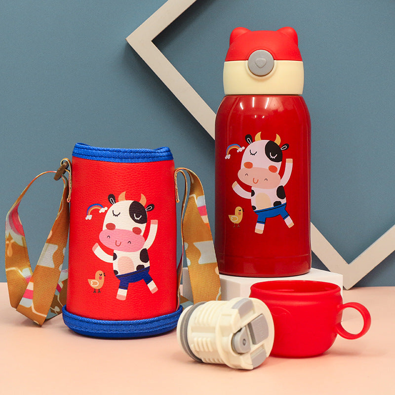 Women's Insulated Bottle with Strap and Cute Bunny Design Kalsten