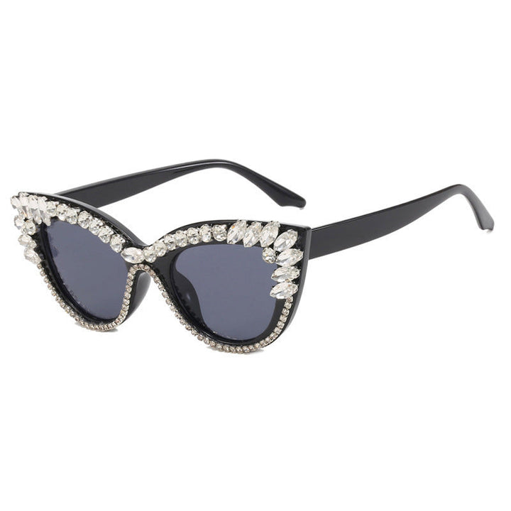 Ladies Glamorous Cat-Eye Sunglasses with Extravagant Crystal Decoration Kalsten