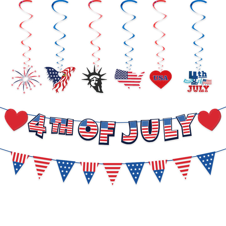 Unisex nan multi-piece hanging spiral garlands with patriotic USA cardboard pendants for party decoration Kalsten