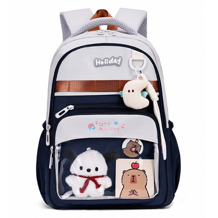Playful school backpack with transparent compartment and creative accents Kalsten