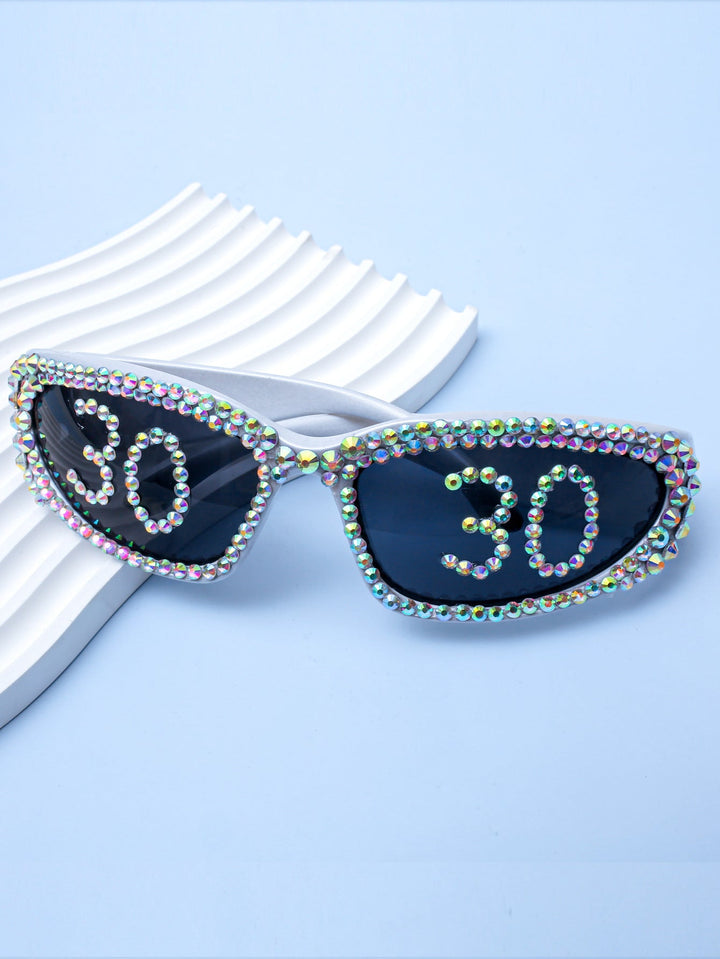Women Glamorous Rhinestone Sunglasses with Custom Designed Inscription Kalsten