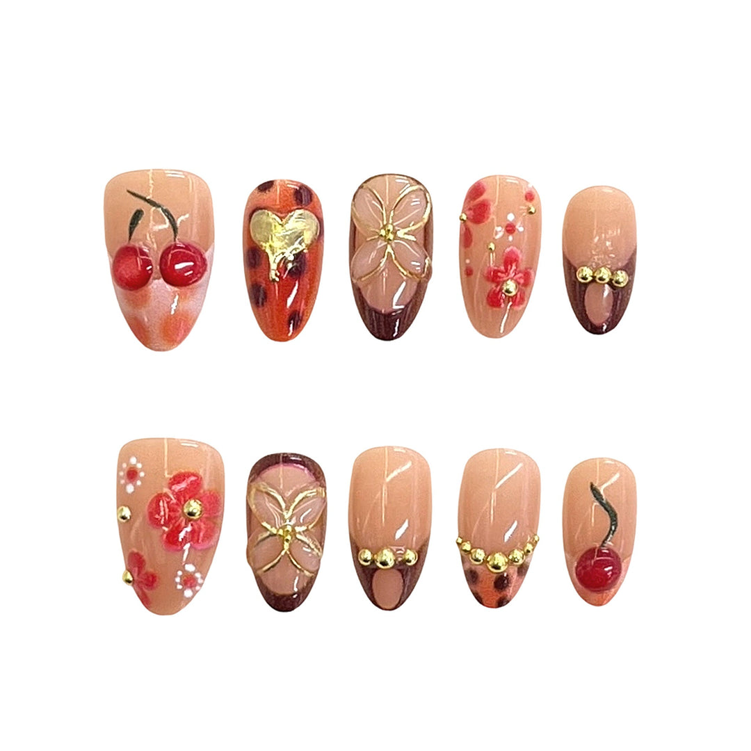 Artistic Floral Accent Press-On Nails Kalsten 1787225333