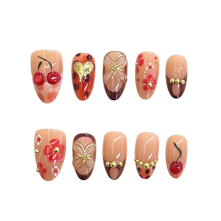 Artistic Floral Accent Press-On Nails Kalsten 1787225333