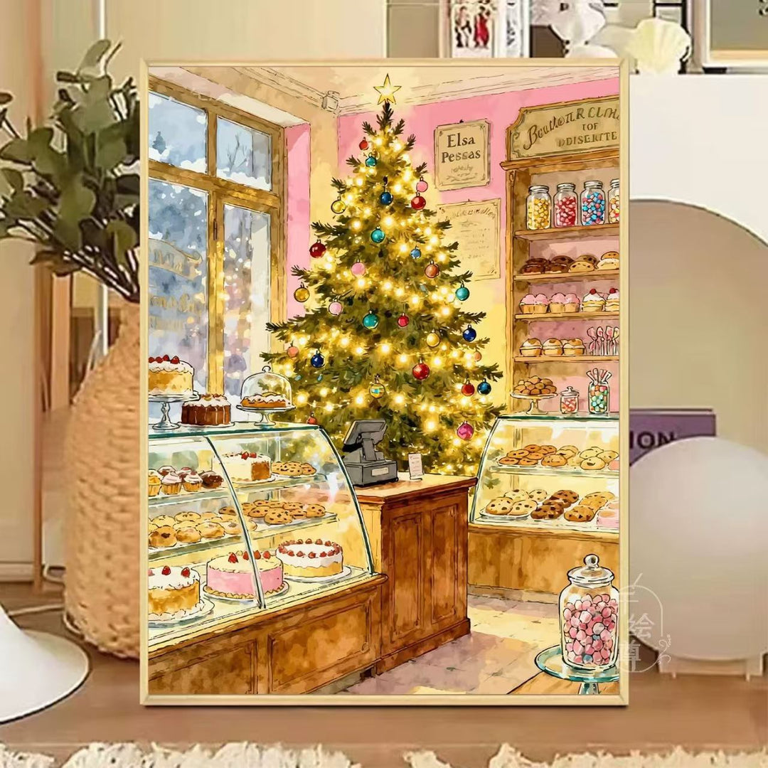 Cozy Winter-Themed Cafe Canvas Art Kalsten