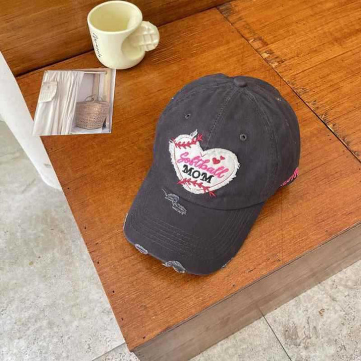 Women's Distressed Heart-Embroidered Baseball Cap Kalsten