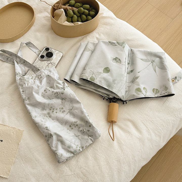 Women's Foldable Umbrella with Elegant Botanical Pattern Kalsten
