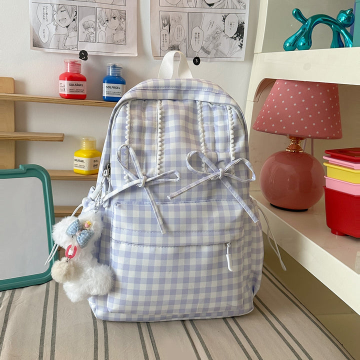 Casual Checked School Backpack
