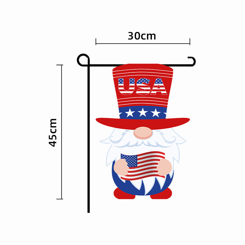 Unisex nan patriotic outdoor decorative gnome garden flag with pole sleeve Kalsten