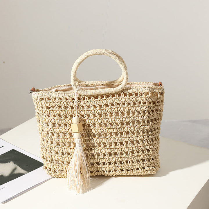 Handbag Made of Crocheted Natural Material Kalsten