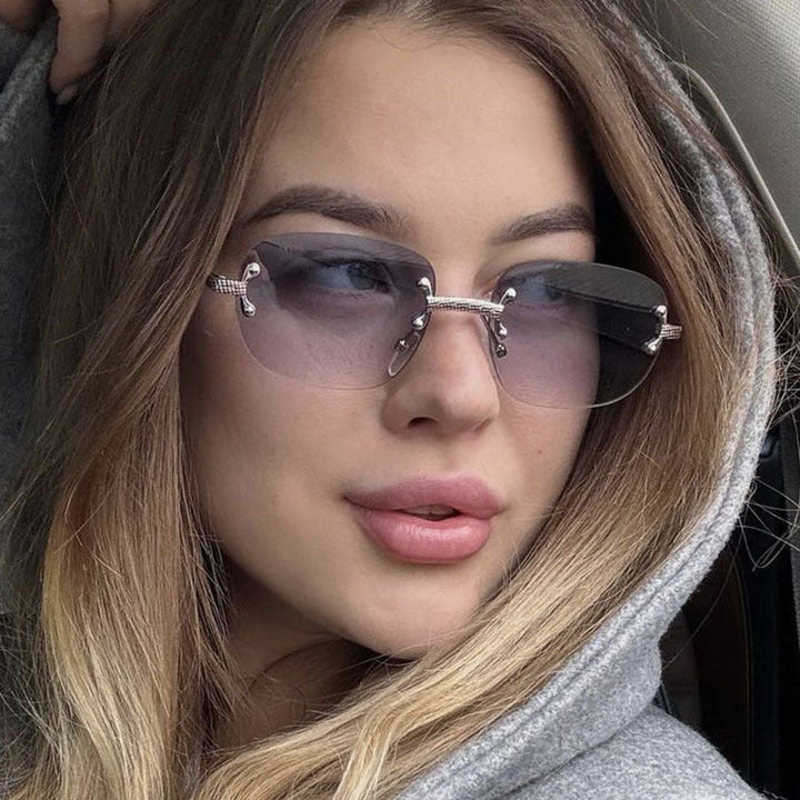 Women's elegant square sunglasses with transparent lenses and high-quality metal frame Kalsten