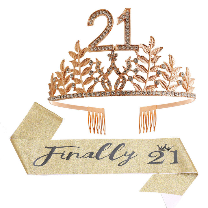 Women's Glamorous Birthday Crown with Shining Rhinestones Kalsten