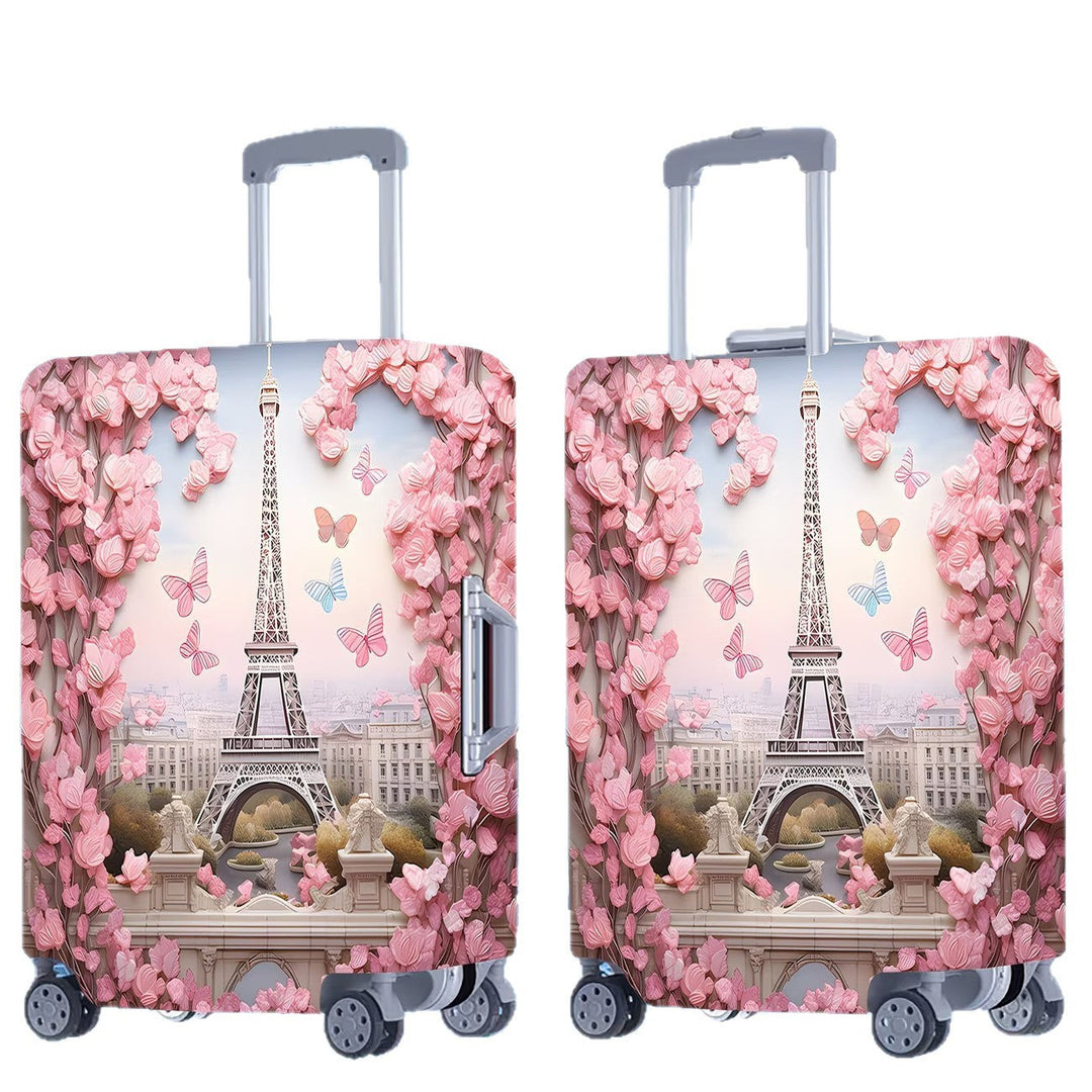 Unisex nan elastic suitcase cover with three-dimensional flower and butterfly design for trolley with zipper and slip-resistant interior fastening Kalsten