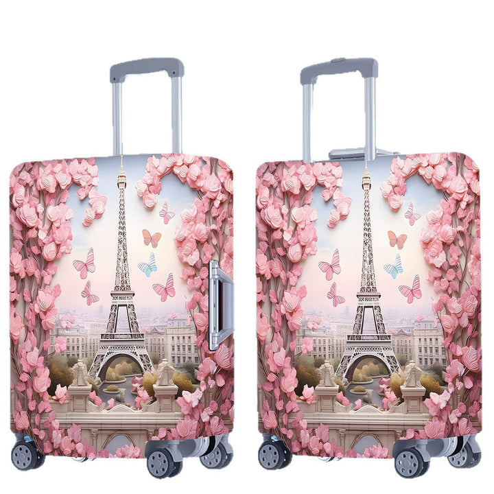Unisex nan elastic suitcase cover with three-dimensional flower and butterfly design for trolley with zipper and slip-resistant interior fastening Kalsten
