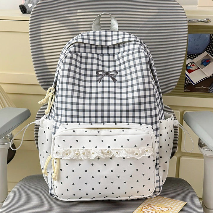 Playful Gingham and Polka Dot Backpack Kalsten