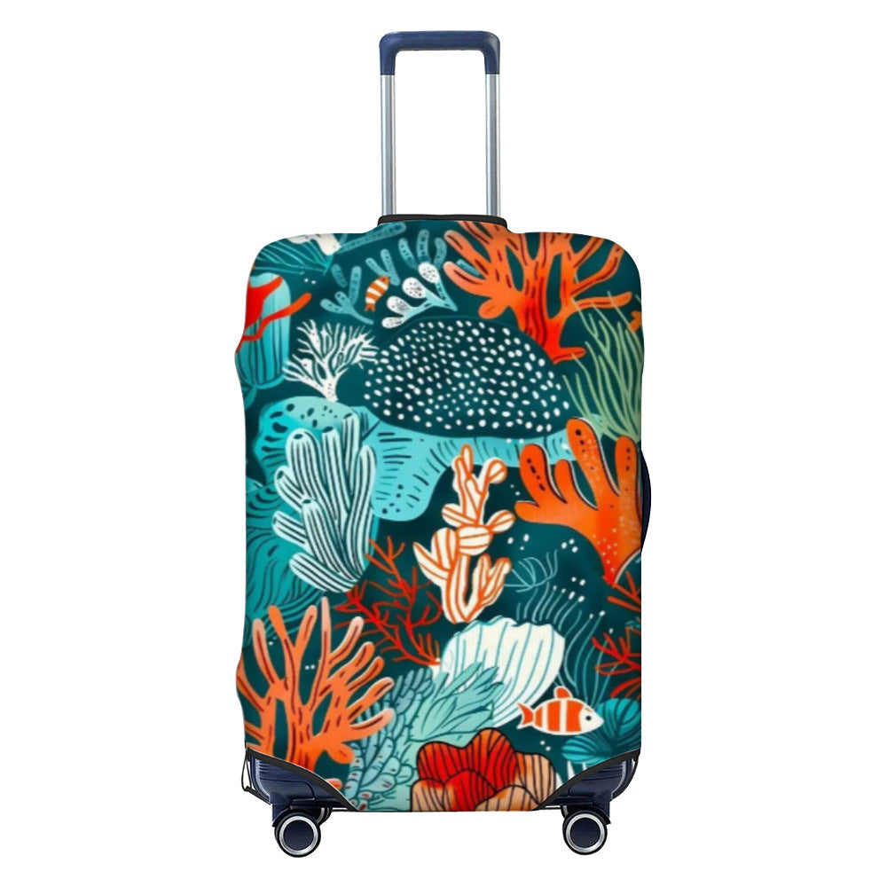 Unisex nan elastic luggage cover with geometric design, stretchable polyester-spandex fabric, zipper opening and non-slip inner securement for trolley Kalsten