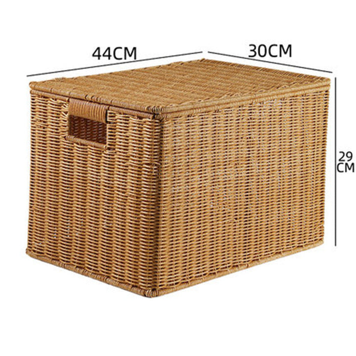 Women's Rectangular Storage Basket with Lid made of Natural Material Kalsten