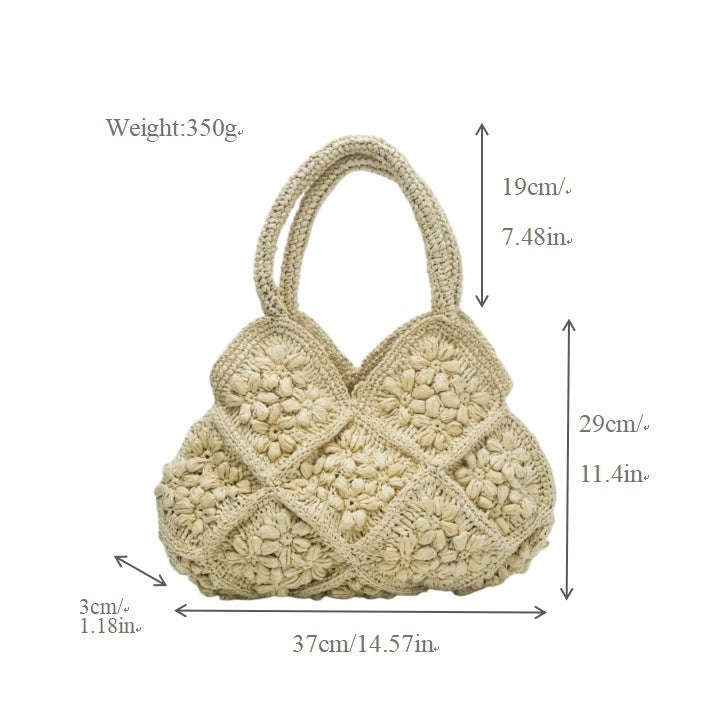 Macrame Handbag with Floral 3D Applications Kalsten