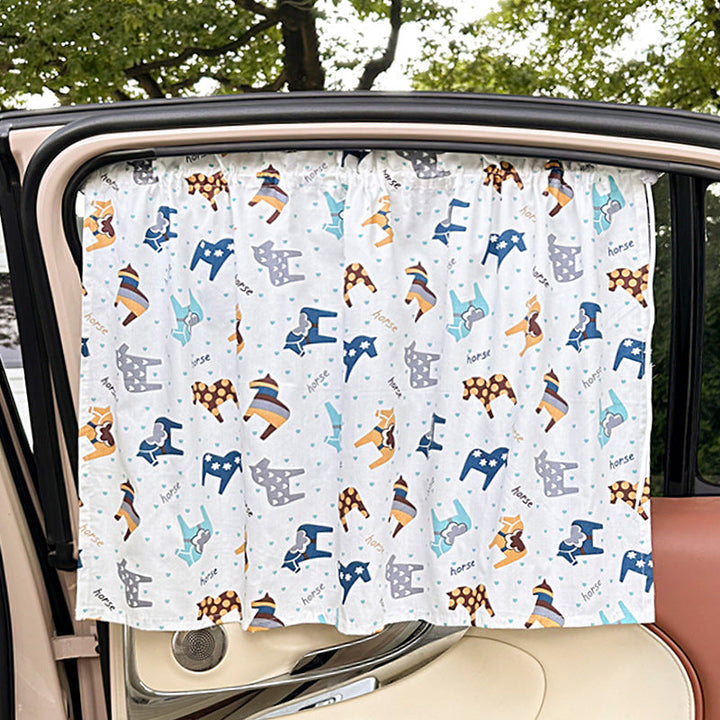 Unisex nan sun protection car curtain with elastic fastening strap and opaque cotton blend Kalsten