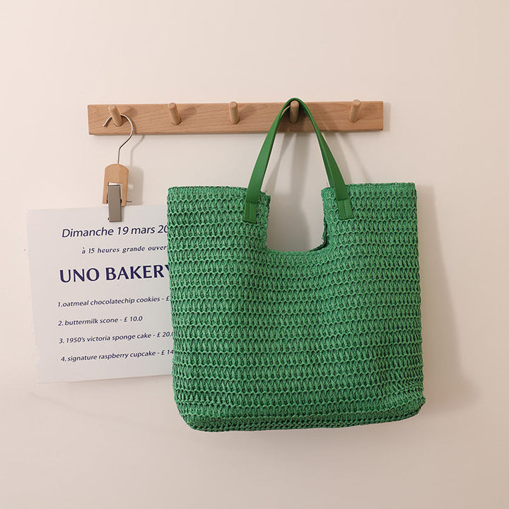 Elegant Woven Tote Bag with Sturdy Leather Handles Kalsten